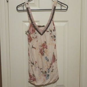 Floral print beaded tank